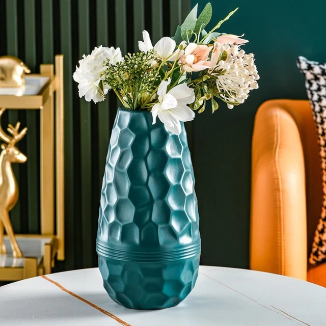 LINGMAI Set Di 3 Vasi Conici Alti In Plastica Composita - Decorazione Floreale Minimal Per Casa E Ufficio - Bianco, 22,1 Cm - 5
