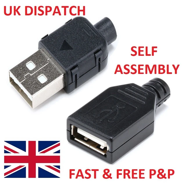 USB Type-B Female Socket Port - 4 Pin Straight Connector For Printer Repair, UK Stock