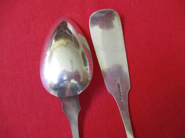 (2)  J.Wallace  Coin/Sterling Large Serving Spoons, Monogram 3