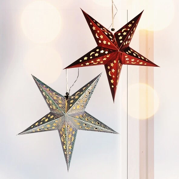 LED-Weihnachtsstern Weihnachts-Stern Ø ca. 43cm mit Beleuchtung 15 warmweiße LED