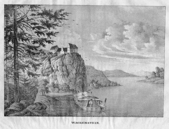 1840 - Wackerstein Pförring Lk Eichstätt Danube Original Lithography Dilger