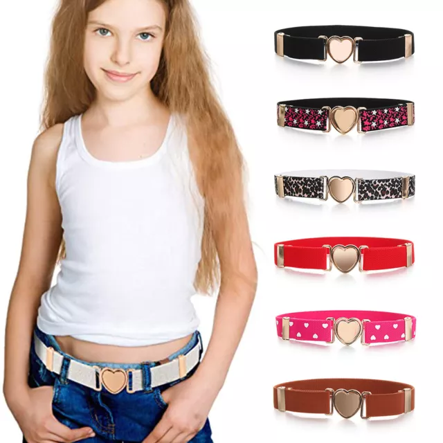 Teen Heart Belt Kids Adjustable Girls Dresses Elastic Belts Waist Belt