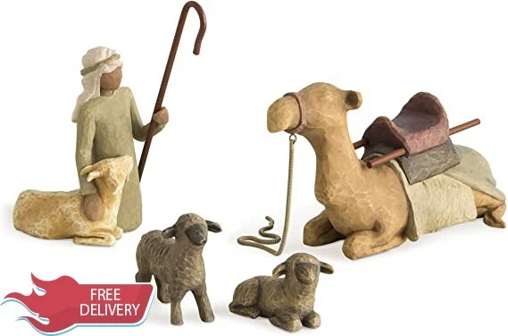Willow Tree Shepherd and Stable Animals 7" Hand-Painted Resin Figure Set (26105) Willow Tree Shepherd and Stable Animals 7" Hand-Painted Resin Figure Set (26105)
