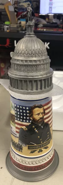 Anheuser-Busch Budweiser Beer 1992 Ulysses S. Grant Lidded Stein W/ Box