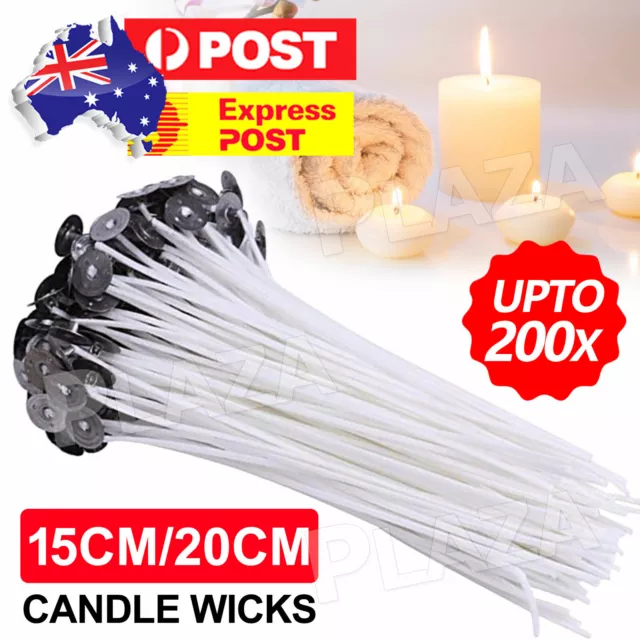 Premium Pre Waxed Candle Wicks Low Smoke DIY Wick with Tabs Sustainers AU STOCK