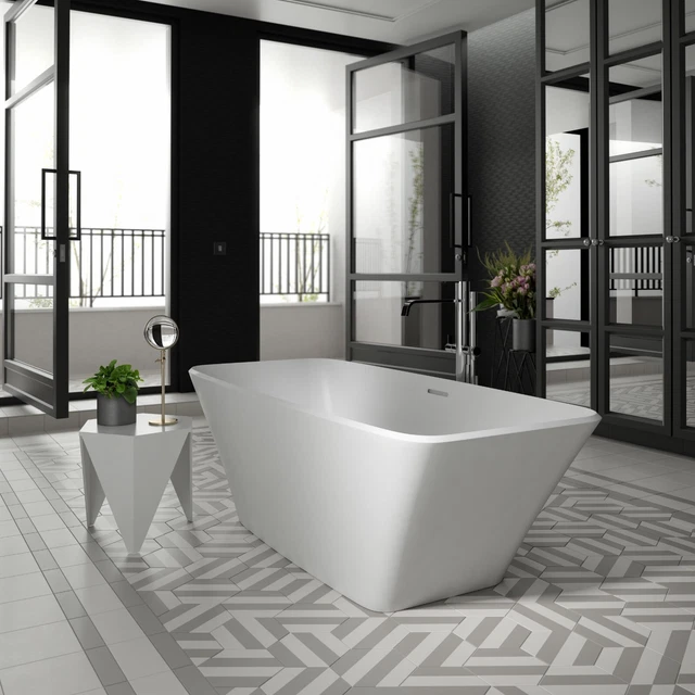 TROJAN ANGLESEY STONE Resin Matt Finish Freestanding Bath 1700 x 750