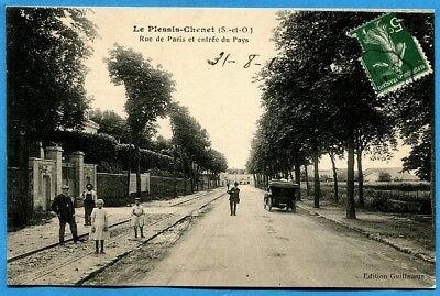 CPA: le plessis-chenet-rue de paris and entrance of the country/1912