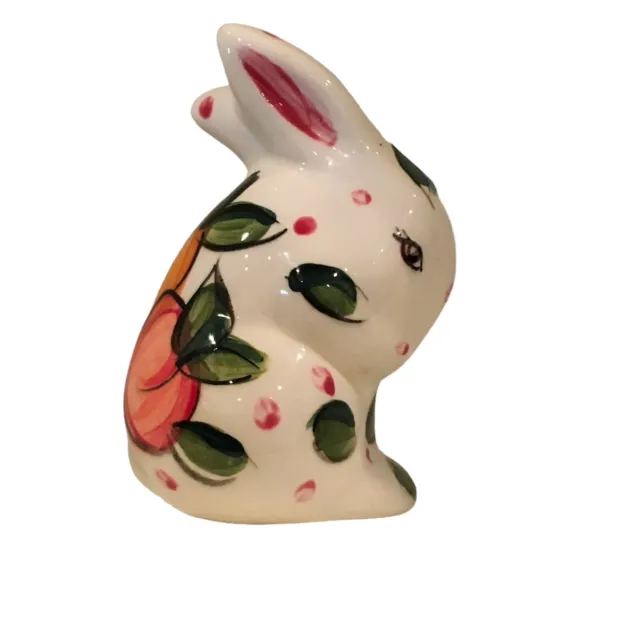 Vicki Carroll Small Bunny Rabbit Fruit Design Hand Painted Signed 1995 TINY FLAW