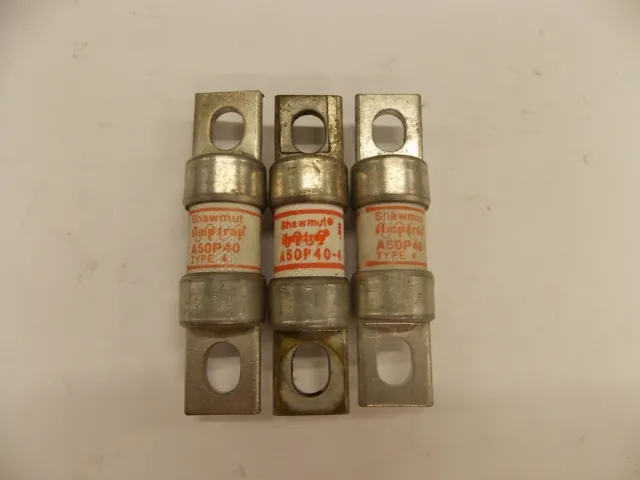 Lot of 3 Ferraz Shawmut  A50P40-4 AmpTrap Fuses (2 New, 1 Used)  G5