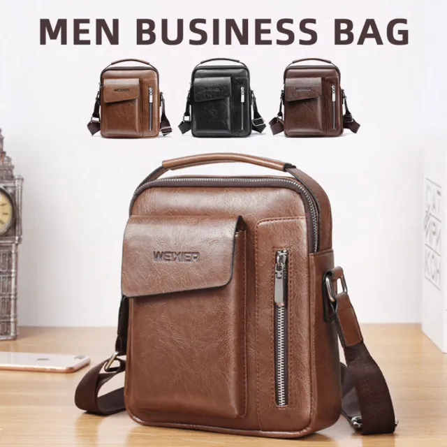 Men's Shoulder Bag Messenger Bag Leather Business Crossbody Bag Casual Handbag