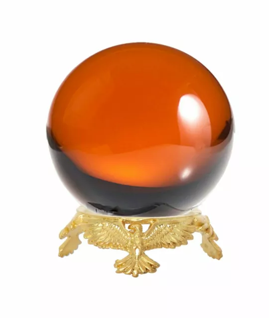 Crystal Ball 50mm Sphere for Feng Shui, Meditation, Decor, with Gold Eagle Stand 3