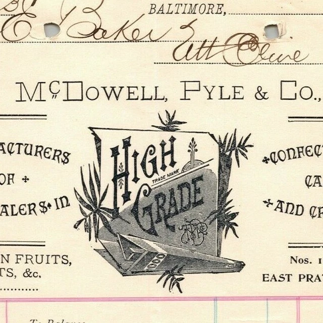 1898 Letterhead McDowell, Pyle & Co. Foreign Fruits Baltimore Ephraim Baker*