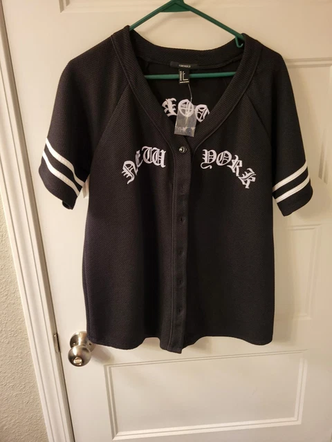 Forever 21 Brooklyn New York tiger logo knit baseball jersey size small