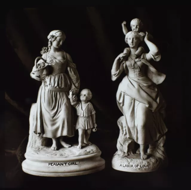 WOMEN WITH CHILDREN C1890 VICTORIAN STATUARY Magic Lantern Slide STATUE PHOTO