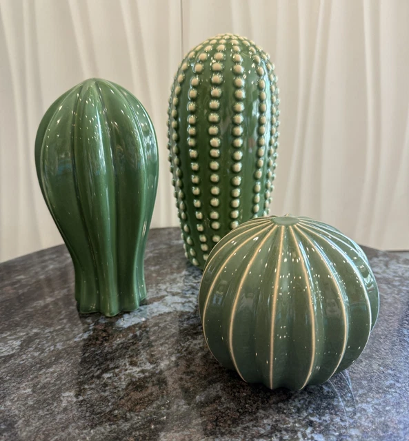 SET OF 3 - Ikea SJLSLIGT Ceramic Green Cactus Decoration $14.00 - PicClick