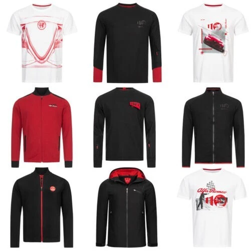 Alfa Romeo Uomo Full Zip Giacca Antipioggia Giacca Felpa Maglietta Nuovo