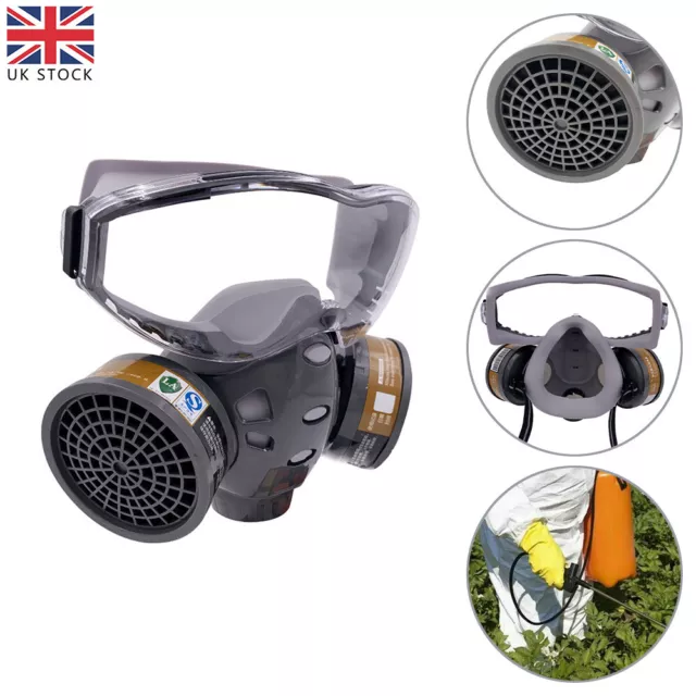 Full Face Gas Mask Paint Spray Chemical Factory Respirator  Goggles Safety Work