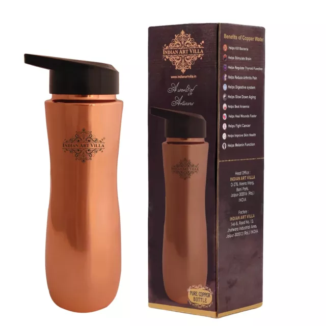 Copper Water Bottle with Sipper with Leak Proof For Ayurveda Health (750 ml )