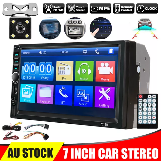 Double Din Car Stereo Bluetooth Head Unit For Apple CarPlay Android Touch Radio