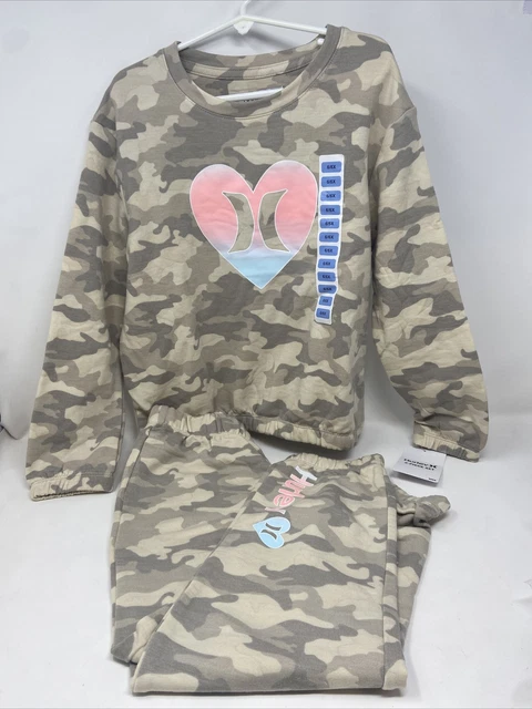 Hurley Girls 6/6X Track Suit Sweats 2-piece Set Tan Camo. New With Tags