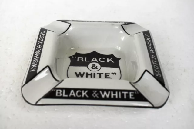 Vintage Black & White Scotch Whisky Publicité Cendrier Porcelaine Fait En