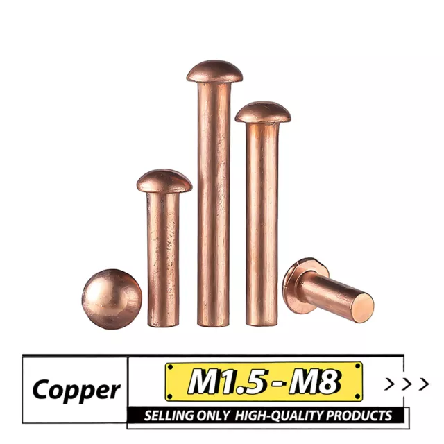 Solid Copper Round Pan Head Rivets DIN 660 M1.5 M2 M2.5 M3-M8 Nut Hammer Rivet