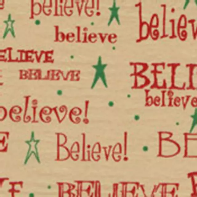 BELIEVE Tissue Paper on Kraft/Tan background  # 412 -- 10 Sheets -- Christmas