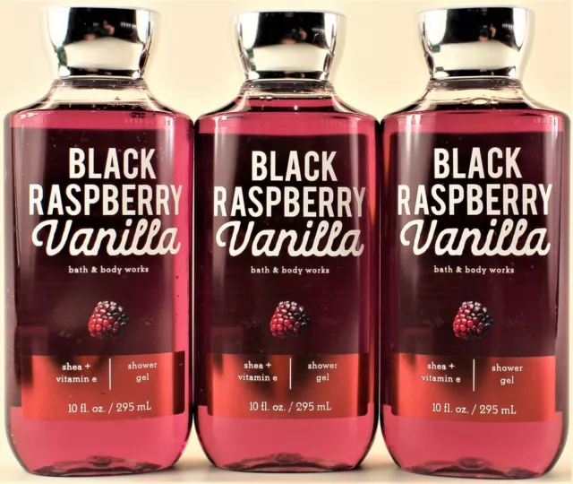 QTY 3 - Bath & Body Works BLACK RASPBERRY VANILLA Face Body Wash Shower Gel 10oz