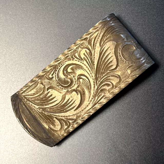 Fritch Bros Money Clip Sterling Silver Hand Engraved Western Cowboy