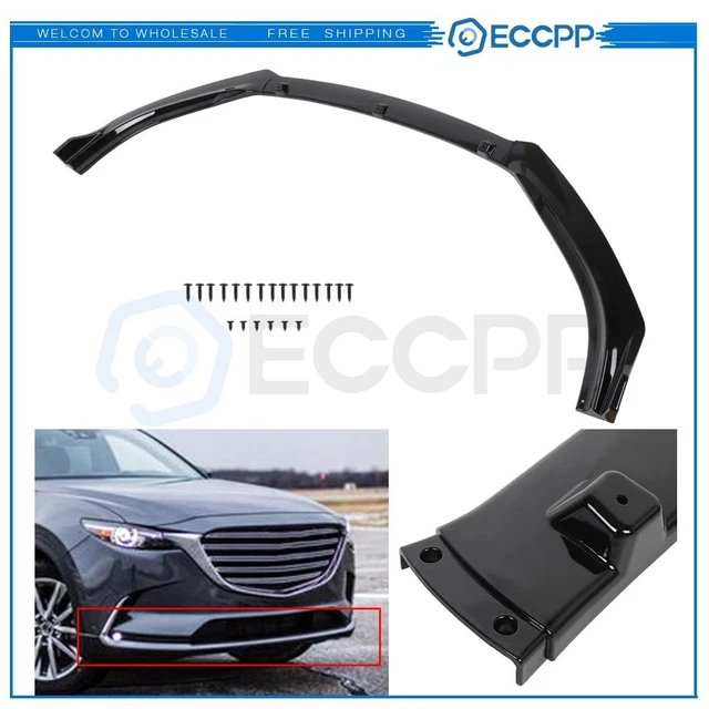 For 2014-2018 Mazda 6 3PC Glossy Black Front Bumper Lip Body Kits