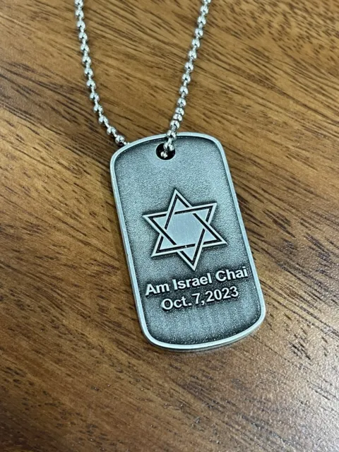 Star of David Military Necklace - Am Israel Chai / Oct 7, 2023