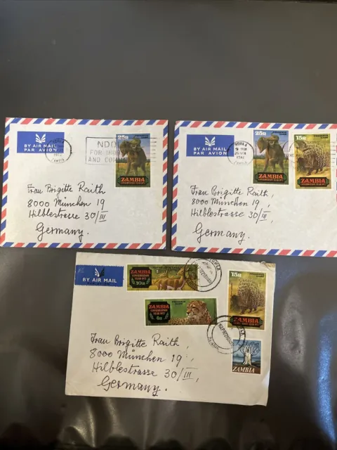Schönes Zambia Luftpost Briefe Lot 70er - 3 Stück - Diverse Stempel - A2