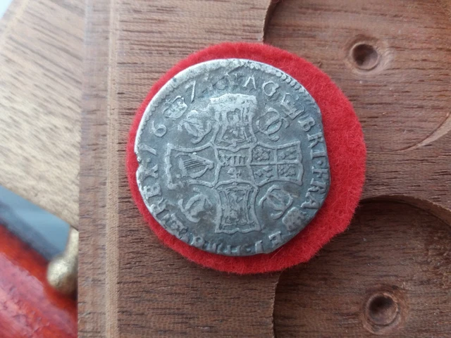 1674? 1671? Charles II Milled Silver Merk Scotland 5.443g R17DC 1674? 1671? Charles II Milled Silver Merk Scotland 5.443g R17DC