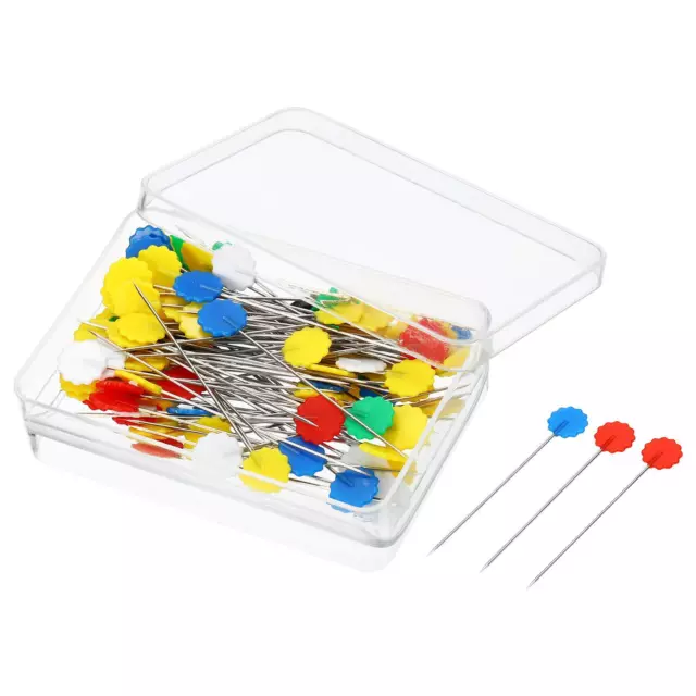 100pcs 2.1'' Sewing Pins, Flat Button Head Straight Quilting Pin, Multicolor