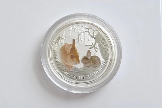 2011 Australia silver lunar year of the Rabbit 1/2 oz  colorized