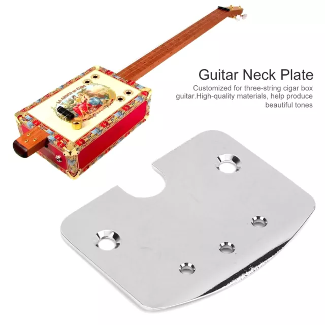 Guitar Neck Plate Metal Replacement For 3‑String Cigar Box Musical TRX