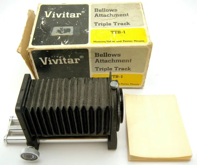 Montures vintage Vivitar TTB-1 triple piste soufflets Mamiya Sekor Pentax