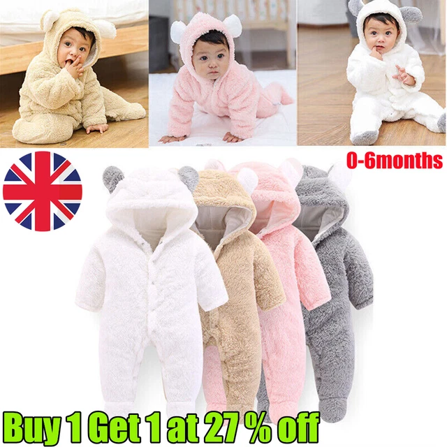 Tuta peluche peluche neonato neonato orso con cappuccio outfit caldo 3 6 mesi