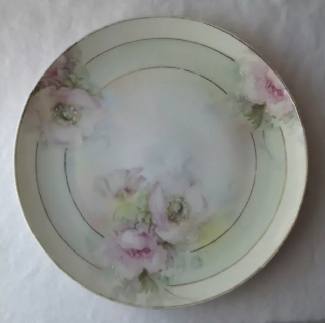 Beautiful German Antique Prussia Royal Rudolstadt Handpainted Peonies Plate 8.5"