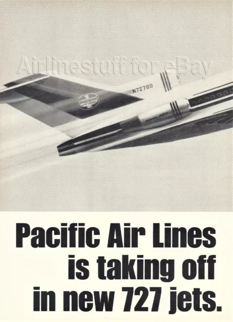 1966 PACIFIC Air Lines BOEING 727 2-page AD airways advert WEST COAST BONANZA 2