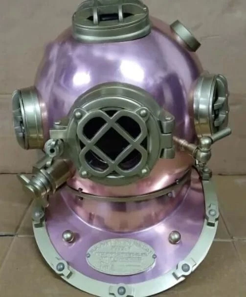 Casque De Plongée Vintage US Navy Mark V - Reproduction En Acier Massif - Style Rétro Jaune