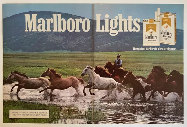 MARLBORO LIGHTS CIGARETTE 2PGS AD RARE 1978 Out Of Print VINTAGE Cowboys