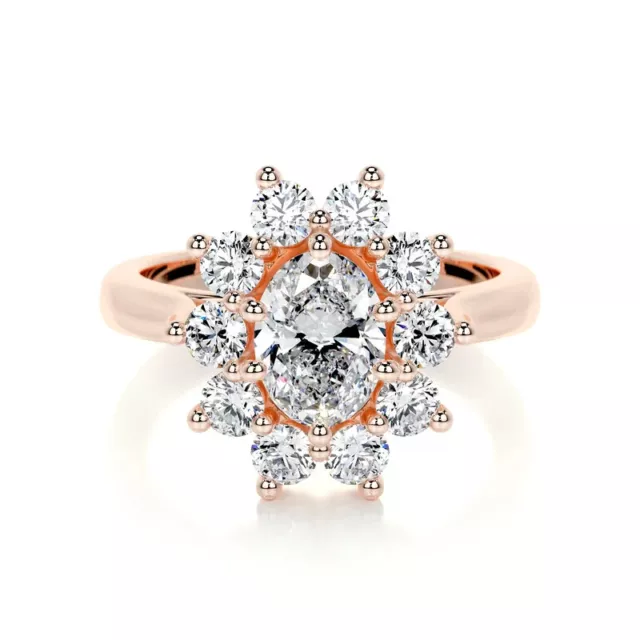 IGI GIA Certified Lab Grown Diamond Ring 1.00 Ct Oval Cut 14K Rose Gold 2