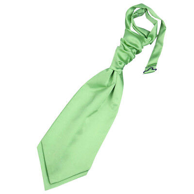 Lime Green Boys Satin Plain Solid Pre-Tied Ruche Wedding Cravat by DQT