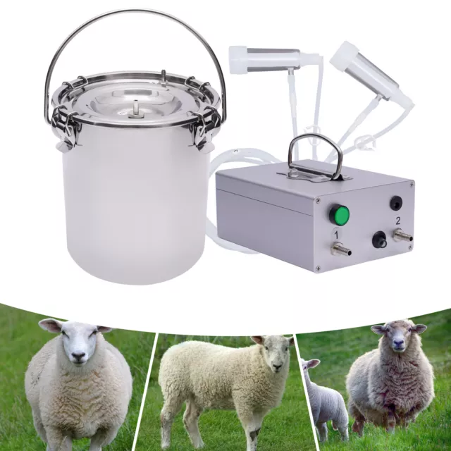 5L Dual Head Electric Sheep Goat Cow Milking Machine Vacuum Impulse Pump Milker