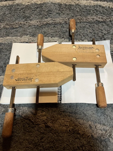 2 Jorgensen 10" Wood Handscrew Clamps No. 1  Adjustable Clamp Co. Chicago USA