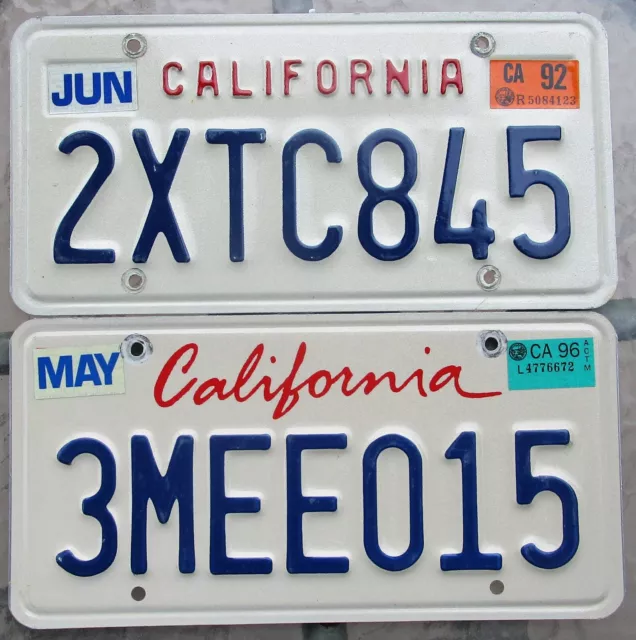 CALIFORNIA License Plate DUO 1992 1996 -Ego Self-Centered XTC & MEE