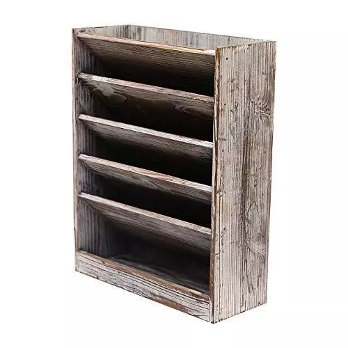 Superbpag Wood Wall Mounted File Holder Organizer Literature Torched