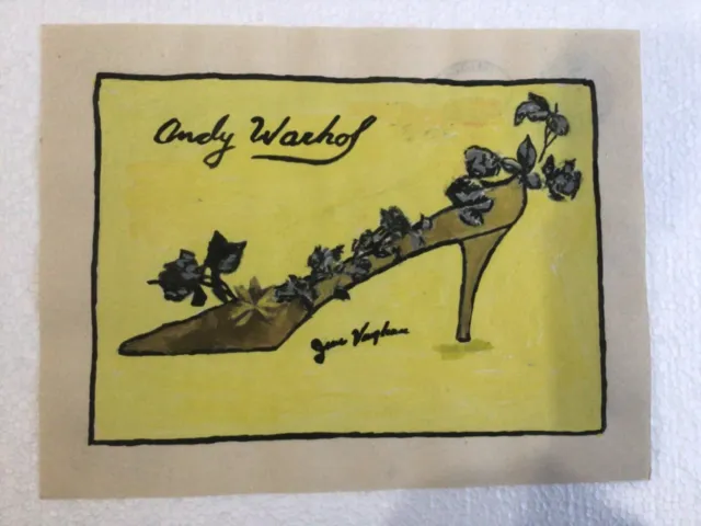 Dessin Andy Warhol fait à la main peinture sur vieux papier signé estampillée