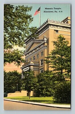 Allentown PA-Pennsylvania, Masonic Temple Vintage Postcard